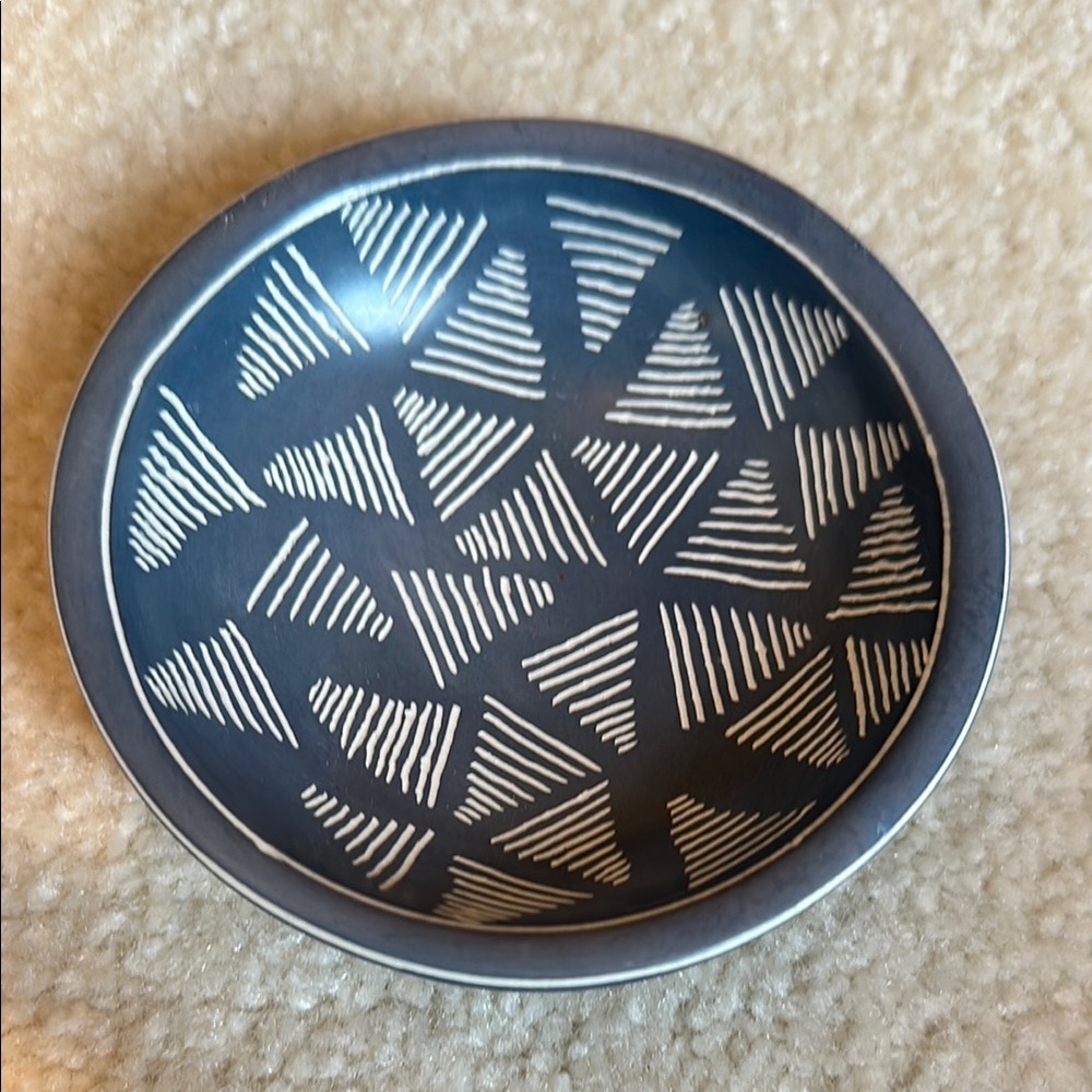 Blue and White Geometric Decor Accent Plate